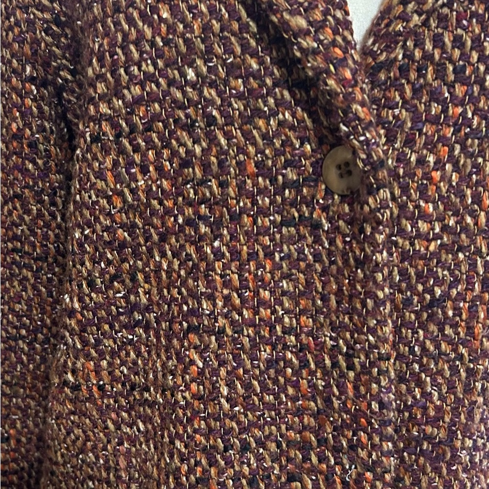 J Jill Tweed Blazer Sz 12 Wool Blend Jacket Blazer Office Career Workwear Brown - Picture 3 of 5
